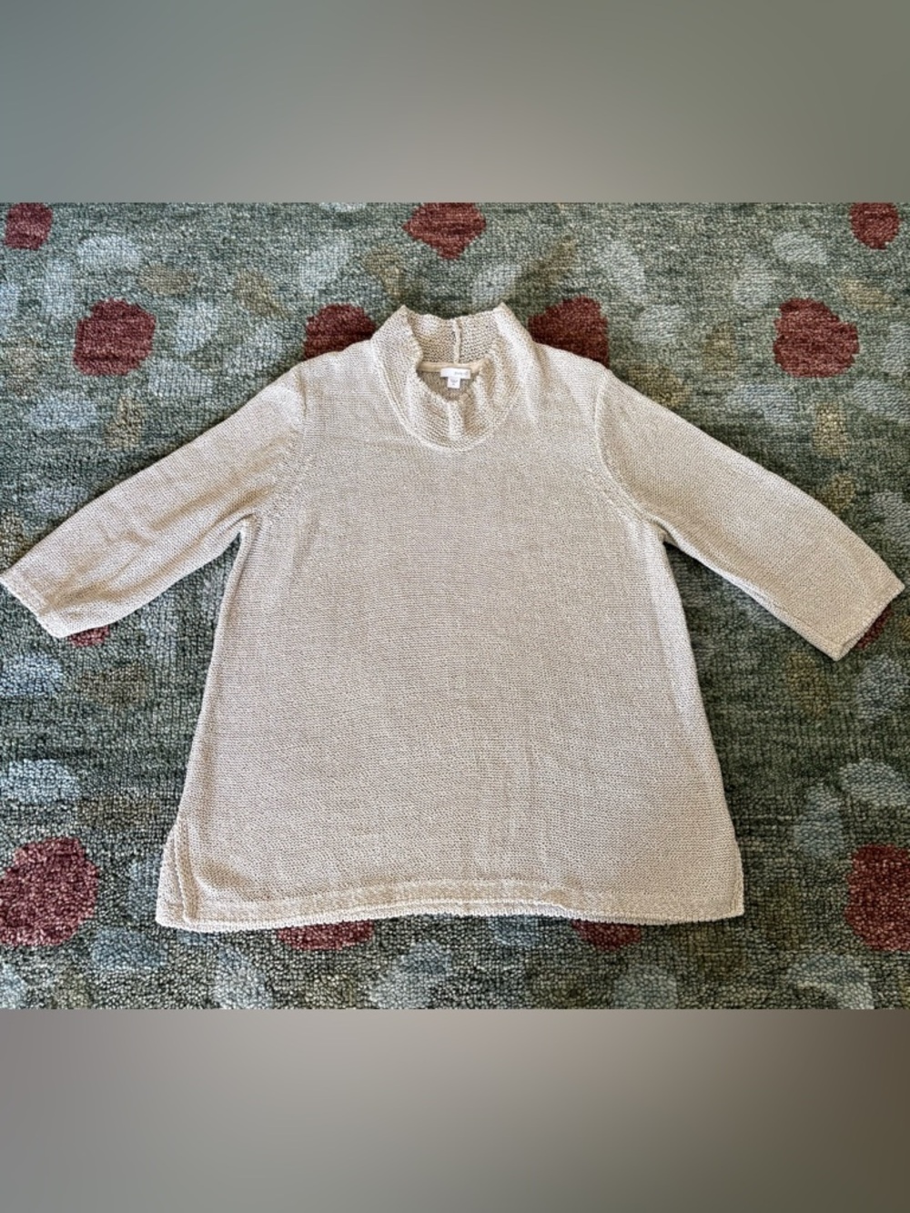 PURE JILL - J JILL LOOSE KNIT MOCK TURTLE NECK SWEATER TAN LIKE NEW XL